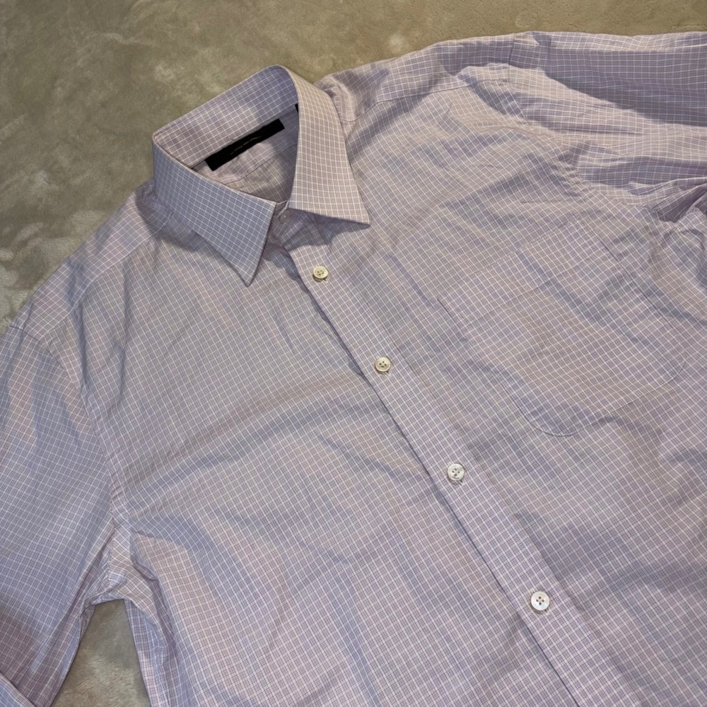 Gieves & Hawkes Mens Purple Check Cotton Dress Shirt 16 41cm Savile Row London